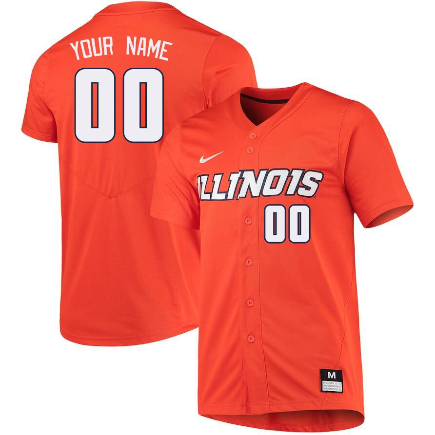 Custom Illinois Fighting Illini Name And Number College Baseball Jerseys Stitched-Orange - Click Image to Close